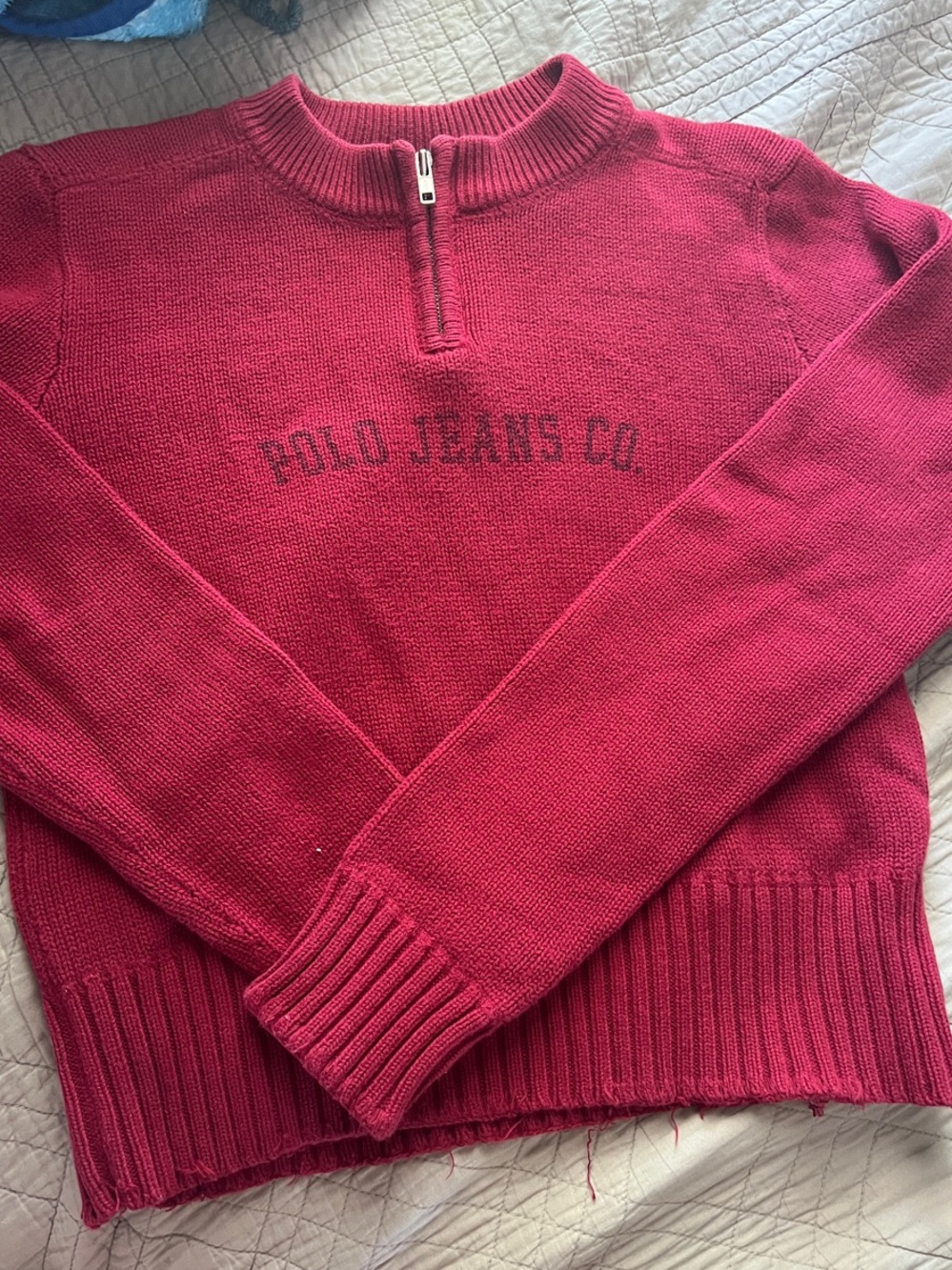 Ralph Lauren Women's Red Quarter-Zip Sweater